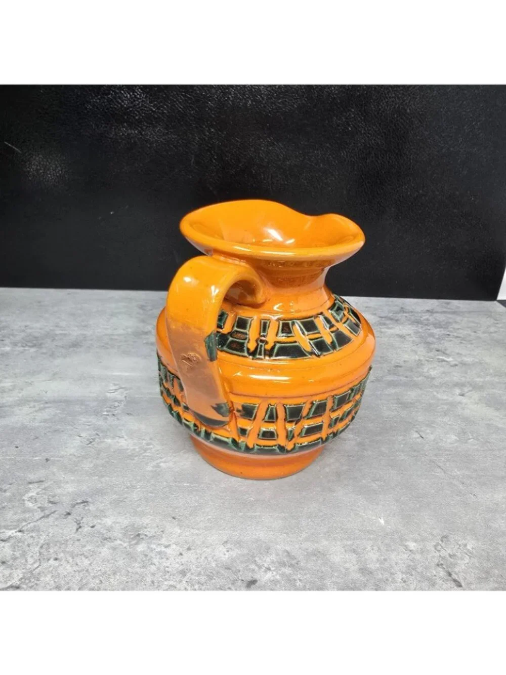 Bitossi Italy Italian Orange Pitcher Vase MCM POTTERY Colorful Statement